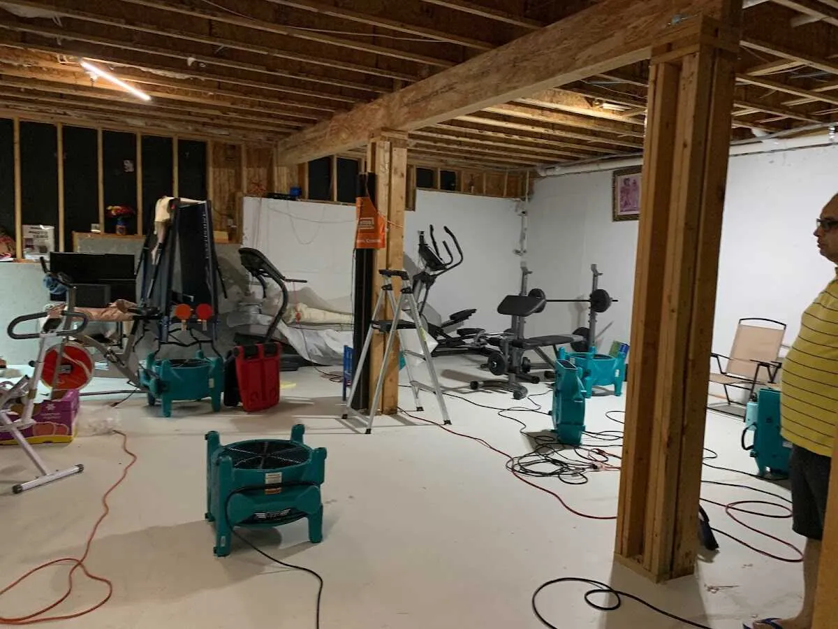 Basement drying equipment setup for Contents Cleaning & Restoration in Grand Rapids